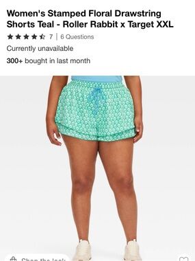 Roller Rabbit x Target  Floral Drawstring Shorts Teal XXL